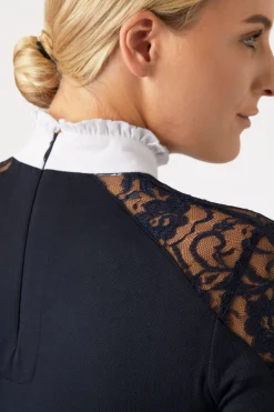 Horze Sylvie langermet stevneskjorte med blonder, dame
