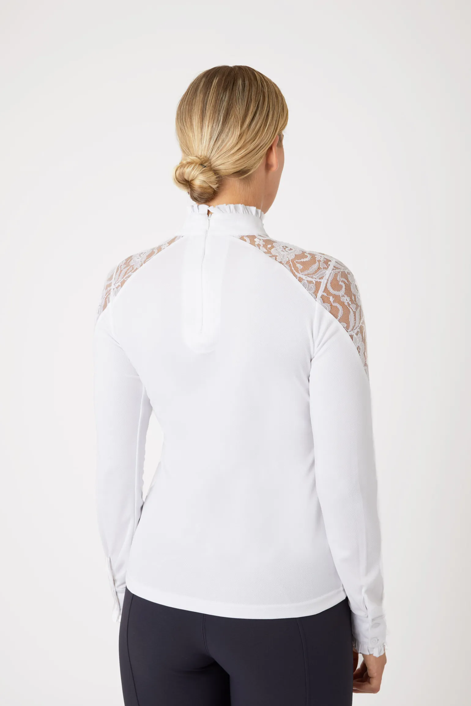 Horze Sylvie langermet stevneskjorte med blonder, dame
