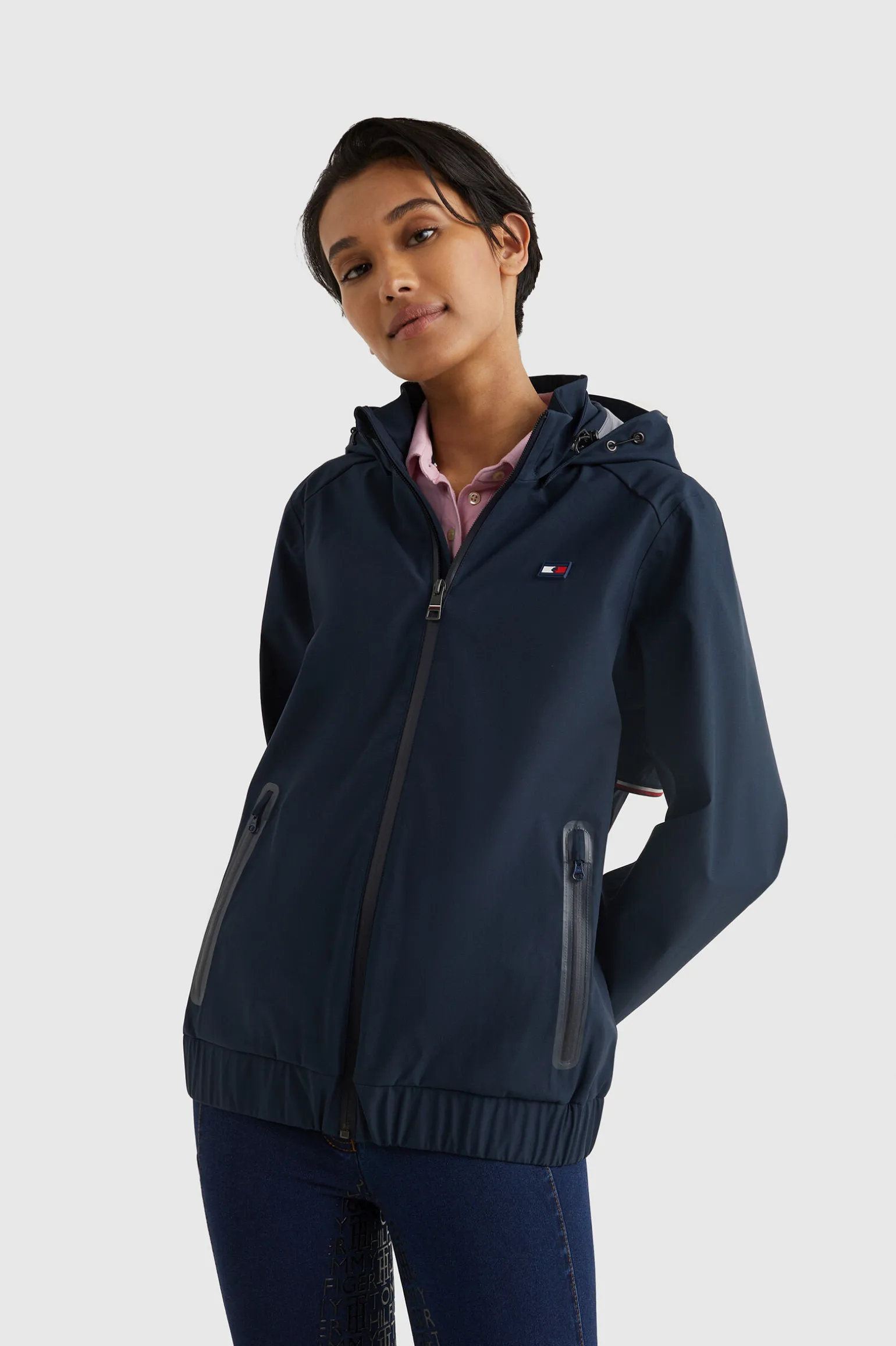 Tommy Hilfiger Equestrian vanntett bomberregnjakke for kvinner